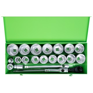 COFFRET MÉTALLIQUE AVEC 21 PIÈCES D\'AUTOCLAVE HEXAGONALES ZINGUÉES DE 1\".