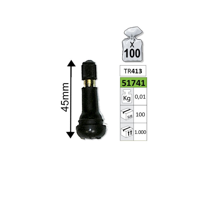 VALVES EN POCHETTE DE 100U. TR413 45MM