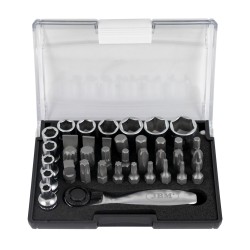 COFFRET DE 37 PIÈCES AVEC CLIQUET MINI DE 1/4\"