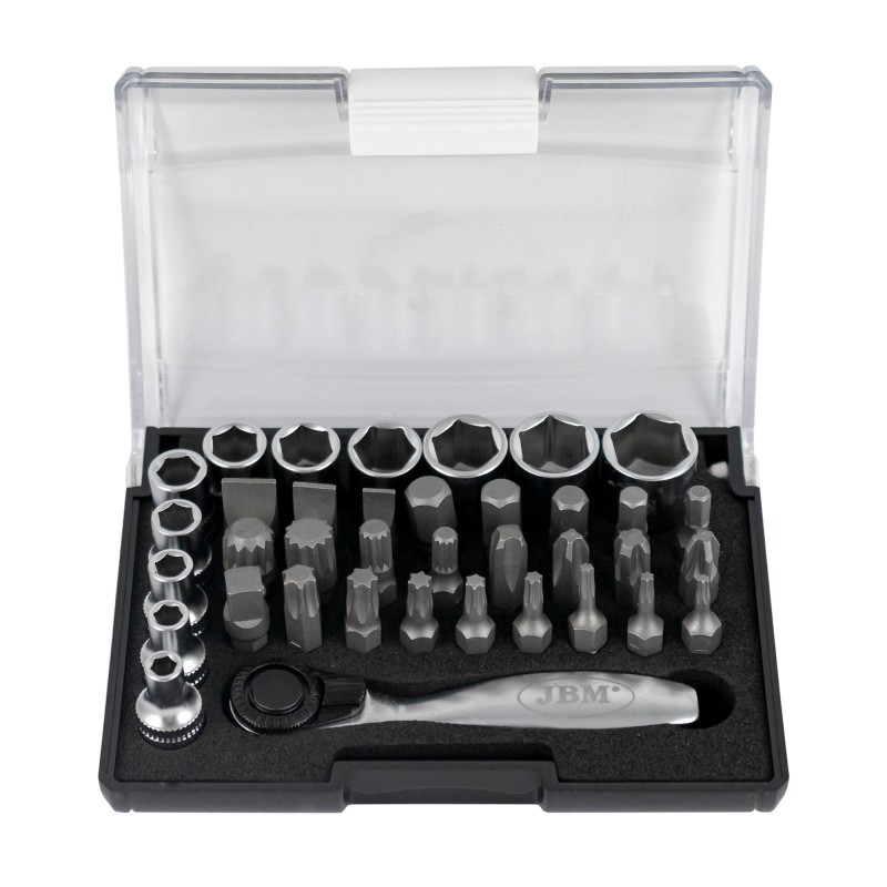 COFFRET DE 37 PIÈCES AVEC CLIQUET MINI DE 1/4\"