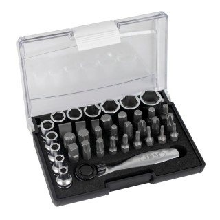 COFFRET DE 37 PIÈCES AVEC CLIQUET MINI DE 1/4\"