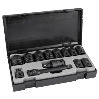 JEU DE13 DOUILLES A CHOC DE 1/2\" 6 PANS + REDUCTEUR