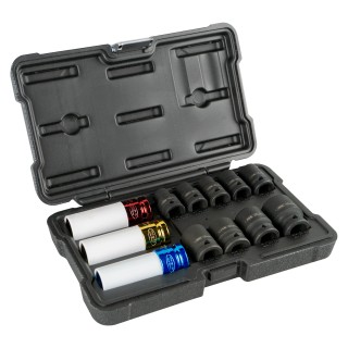 JEU DE 12 DOUILLES À CHOC DE 1/2\" SPÉCIALES EXTRACTION DE ROUES