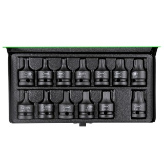 JEU DE 13 DOUILLES À CHOC DE 1/2\" 6 PANS ET TORX