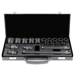JEU DE 19 PIÈCES À CHOC DE 1/2\" AVEC 14 DOUILLES 6 PANS + RÉDUCTEURS