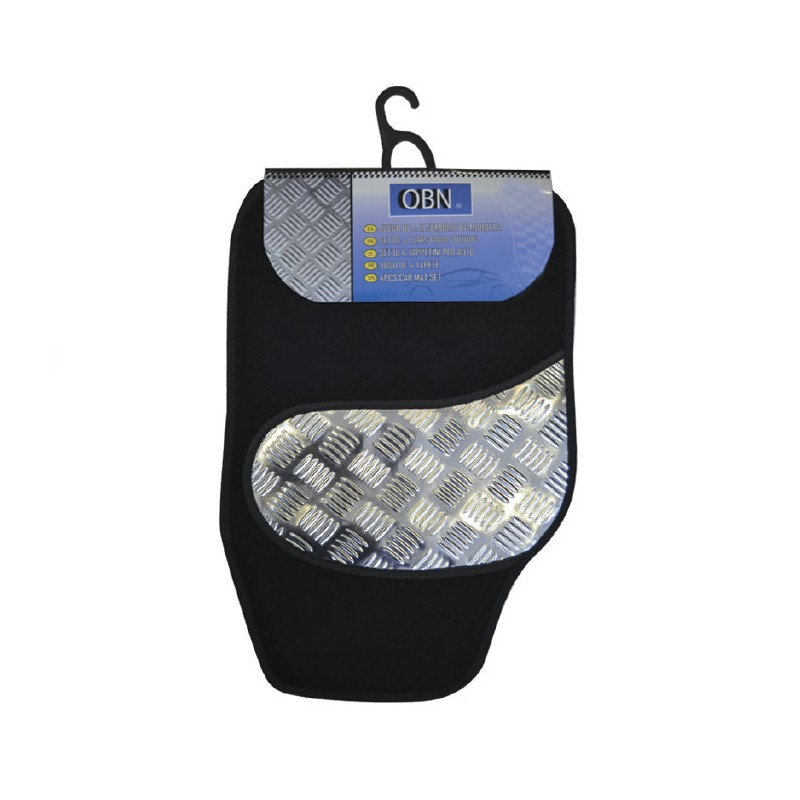 JEU DE 4 TAPIS EN MOQUETTE + TALONNETTES EN PLASTIQUE