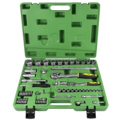 COFFRET DE 60 PIÈCES DOUILLES CANNELÉES 1/2\" ET 1/4\" ZINGUÉES