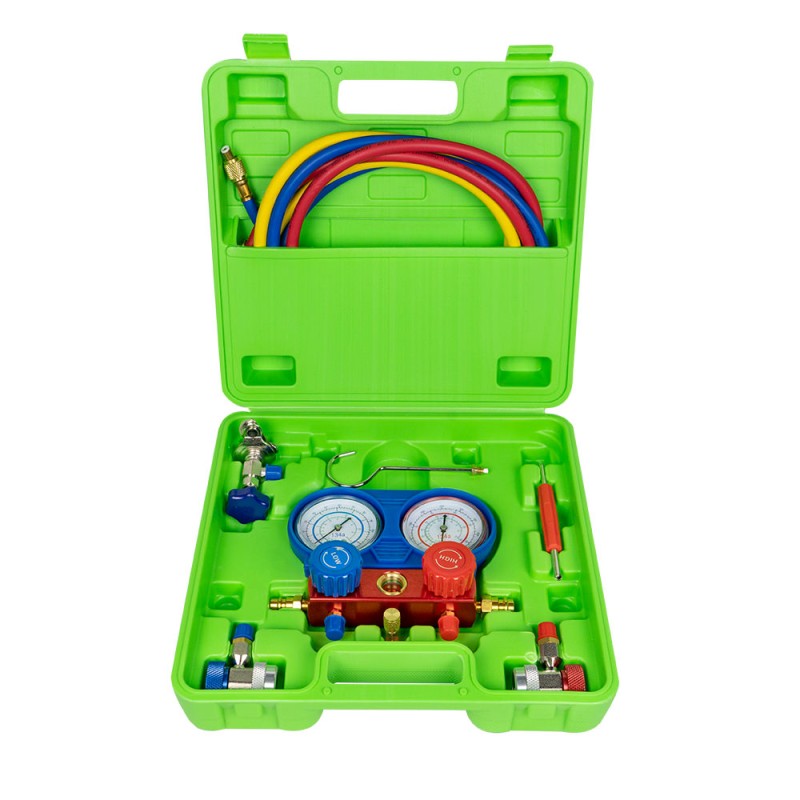 KIT DE VÉRIFICATION, REMPLISSAGE ET VIDANGE POUR SYSTÈMES DE CLIMATISATION - COMPATIBLE AVEC R134A