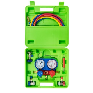 KIT DE VÉRIFICATION, REMPLISSAGE ET VIDANGE POUR SYSTÈMES DE CLIMATISATION - COMPATIBLE AVEC R134A
