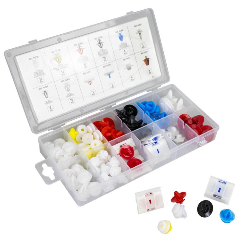 ÉTUI DE CLIPS EN PLASTIQUE POUR MOLDINGS RENAULT DACIA 90 PCS