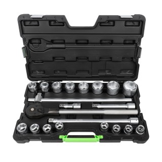 COFFRET D\'OUTILS AVEC 21 PIÈCES DOUILLE HEXAGONALE 3/4\" ZINGUÉE