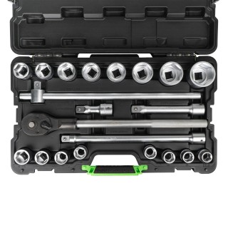 COFFRET D\'OUTILS AVEC 21 PIÈCES DOUILLE HEXAGONALE 3/4\" ZINGUÉE