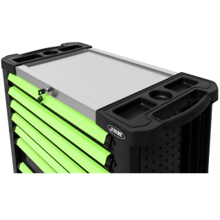 SERVANTE À ROULEAUX XL AVEC 7 TIROIRS VIDES - VERTE