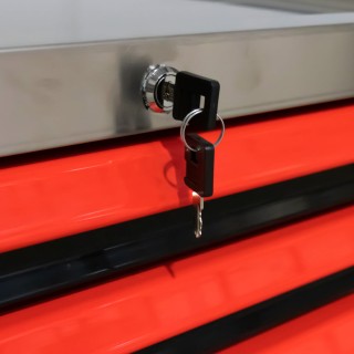 SERVANTE À ROULEAUX XL AVEC 7 TIROIRS VIDES - ROUGE