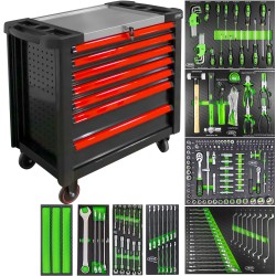 SERVANTE À ROULEAUX XL AVEC 7 TIROIRS ROUGE