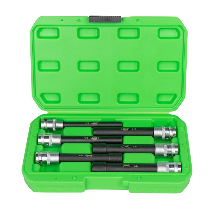 JEU DE 6 DOUILLES 1/2\" TORX TYPE E EXTRA LONG ZINGUÉES