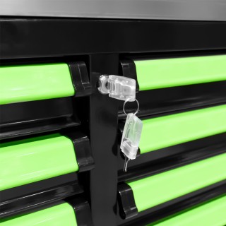 SERVANTE AVEC DOUBLE COLONNE DE TIROIRS - AVEC MODULES D\'OUTILS - VERT