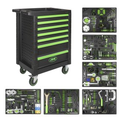 SERVANTE À 7 TIROIRS, VERTE, AVEC JEU DOUTILS POUR RÉGLER LA SYNCHRONISATION