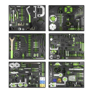SERVANTE À 7 TIROIRS, VERTE, AVEC JEU DOUTILS POUR RÉGLER LA SYNCHRONISATION